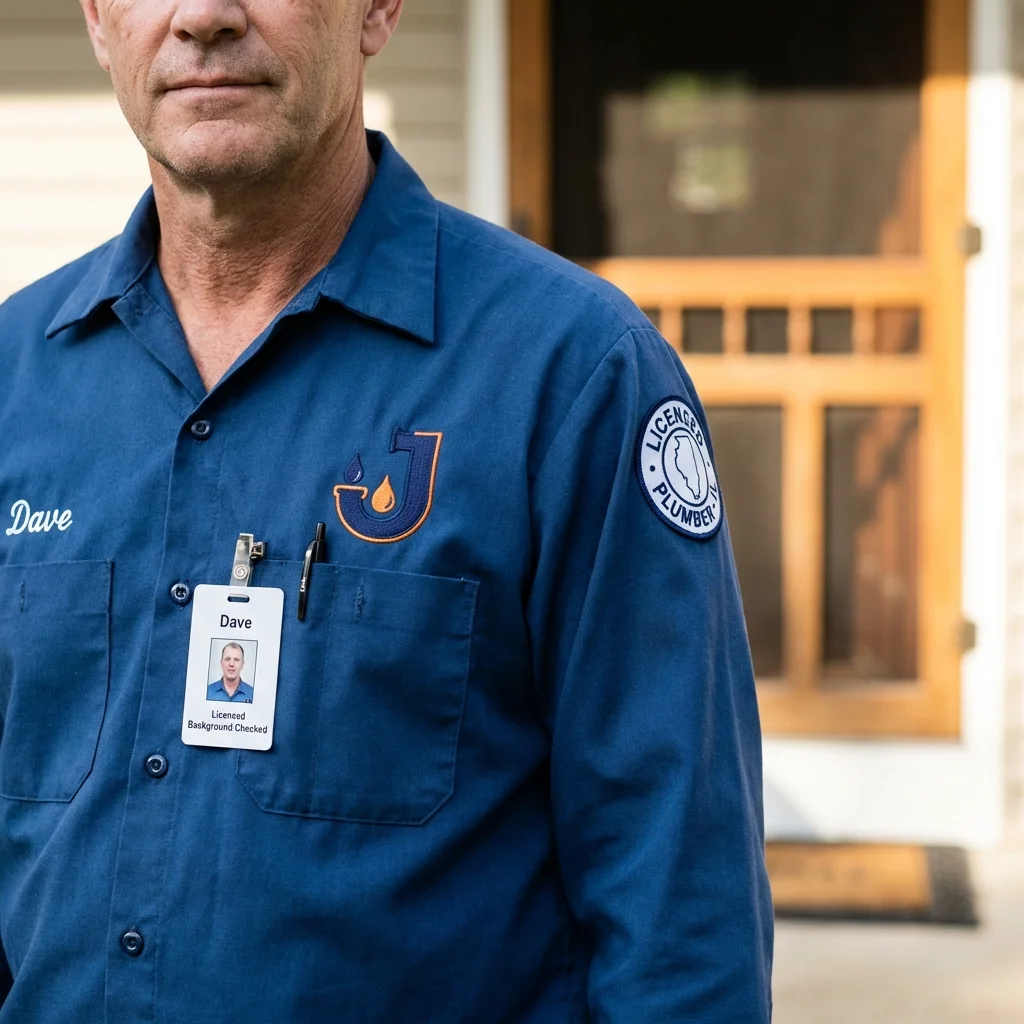 Licensed plumber showing ID badge in Morristown, TN