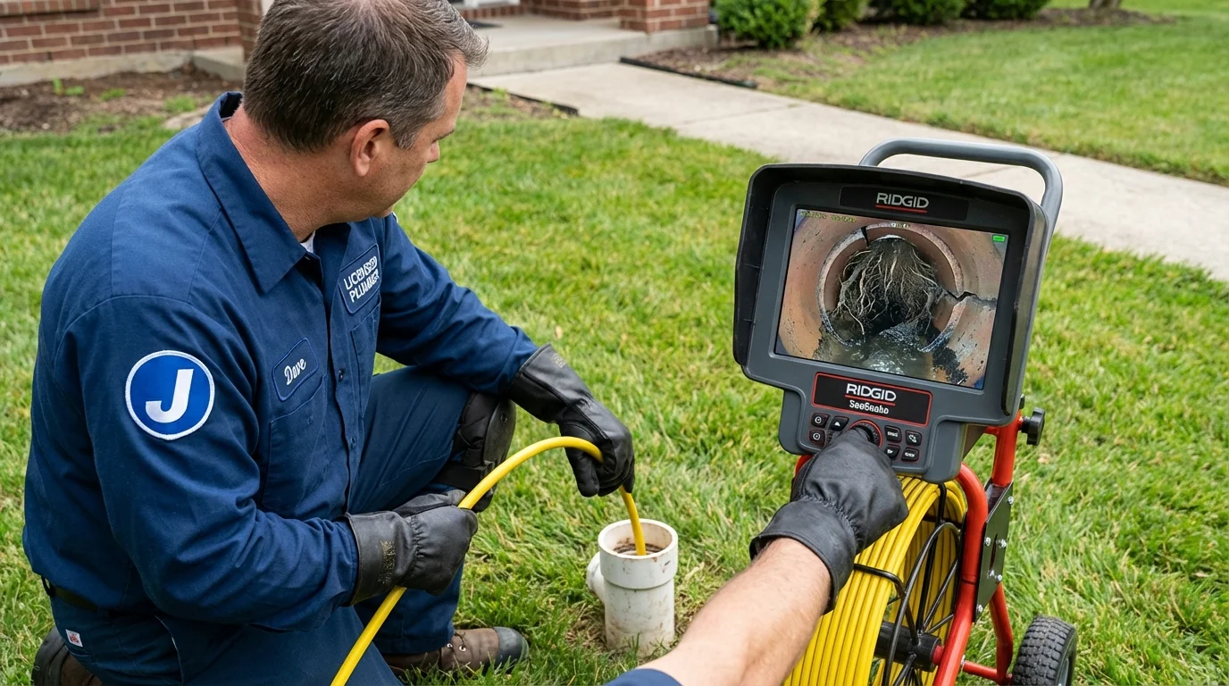 Sewer camera inspection being performed by Johns Plumbing LLC in Morristown